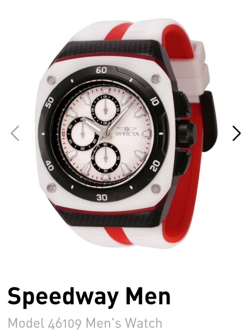 Invicta Men’s White & Red Speedway Chronograph Watch 46mm